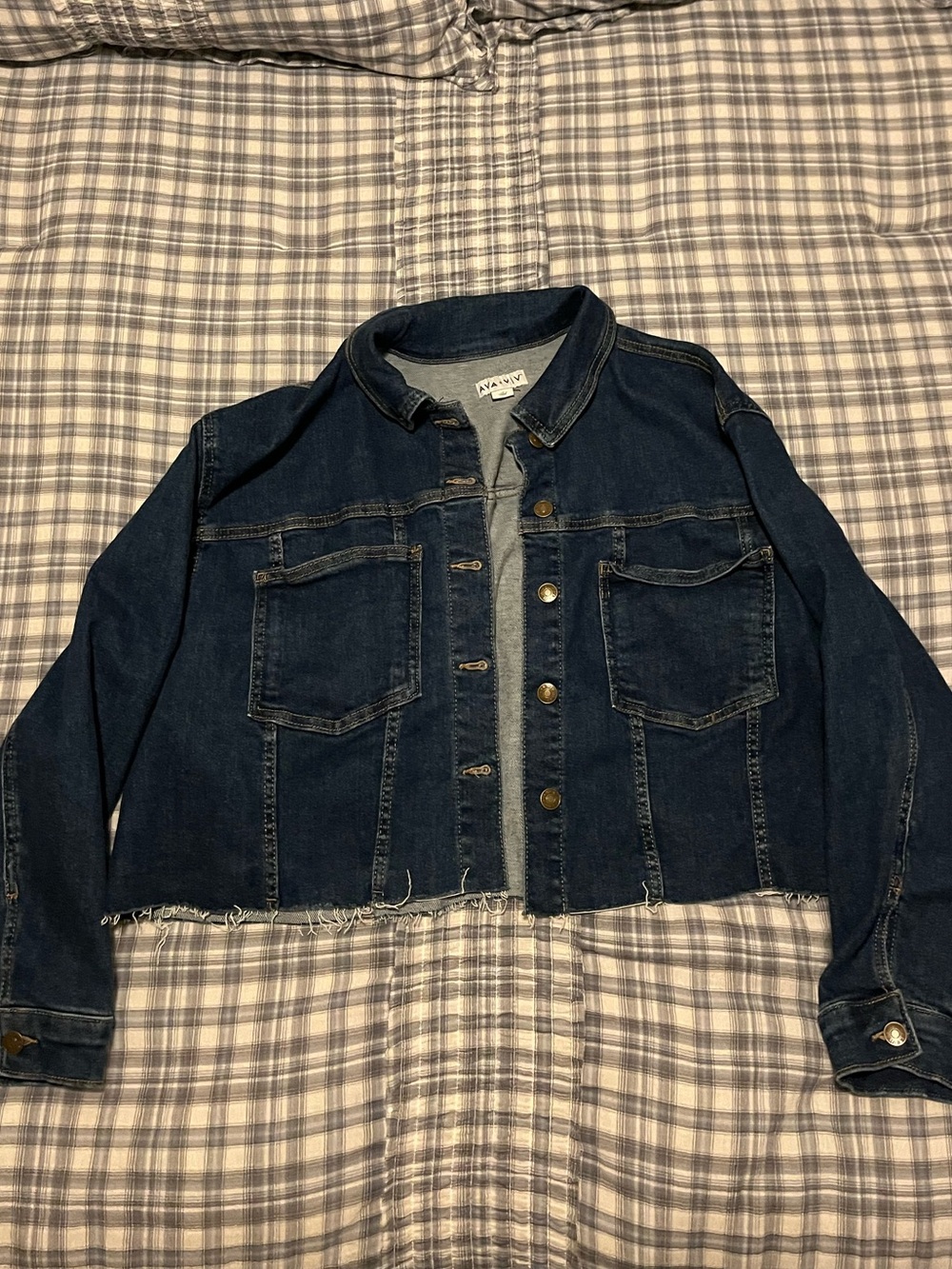 Ava & Viv Dark Blue Cropped Denim Jacket